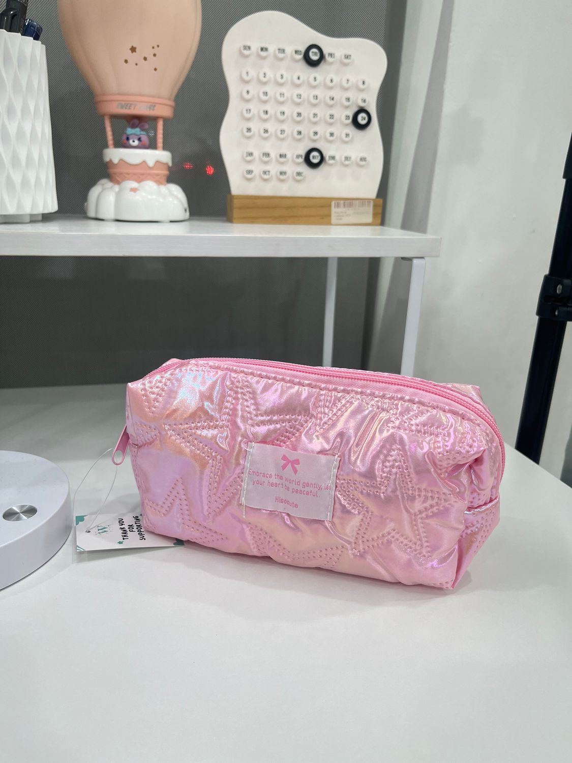 Glossy Star M Pouch - Pink