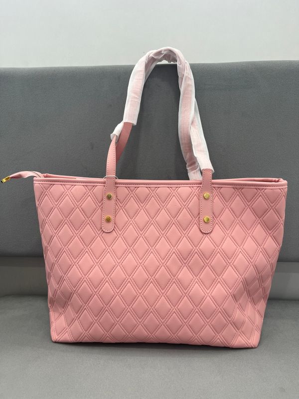 Diamond Pattern Leather Tote Bag L46xL38xW16xH33 - Pink