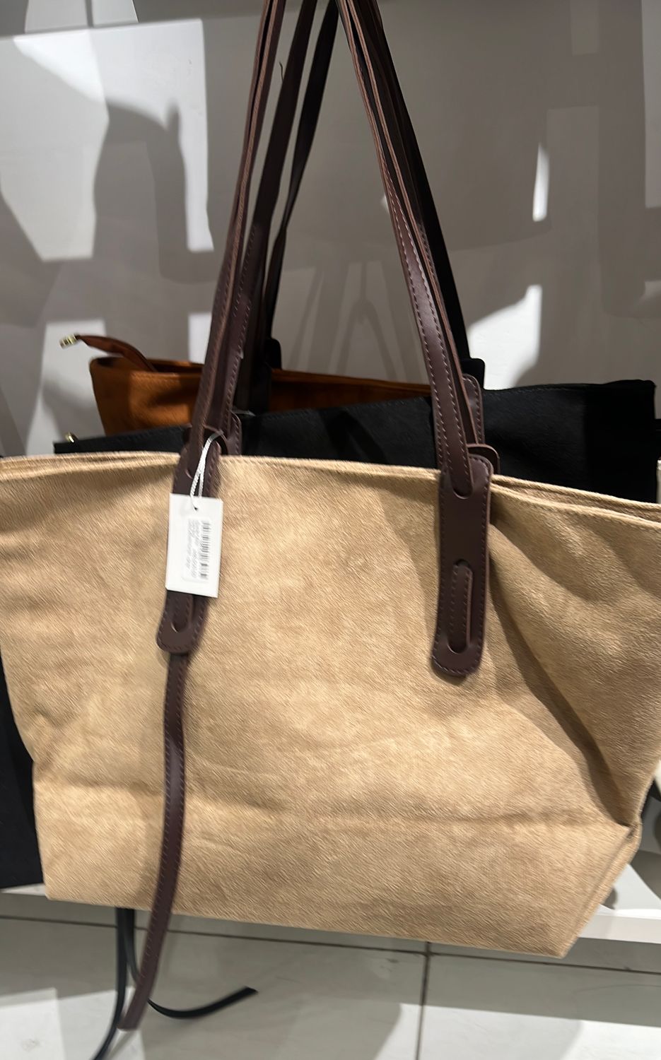 Suede Fabric Tote Bag L49xL44xW17xH31 - Gray
