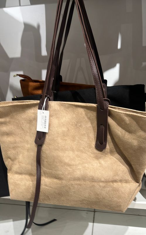 Suede Fabric Tote Bag L49xL44xW17xH31 - Gray