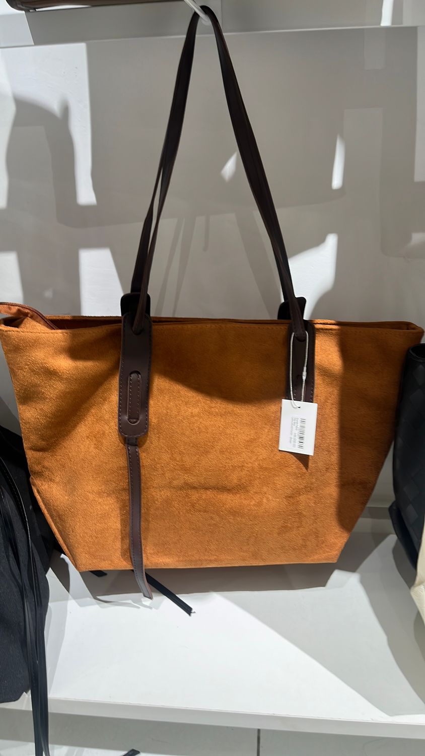 Suede Fabric Tote Bag L49xL44xW17xH31 - Brown