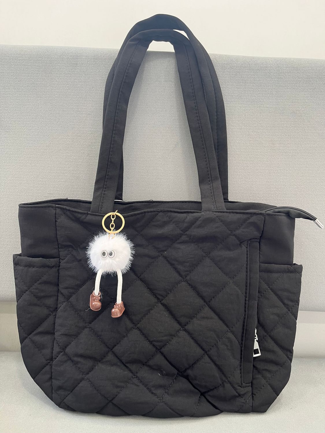 Puffy Square Tote Bag M28 - Black