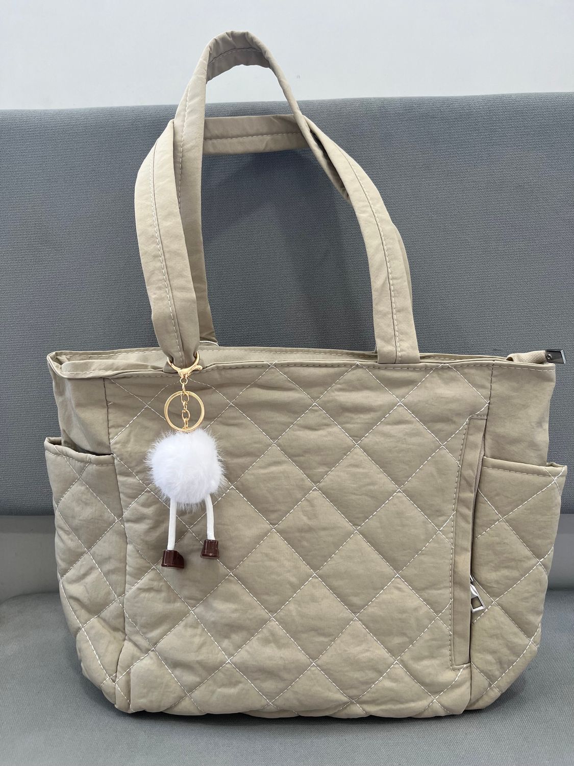 Puffy Square Tote Bag M28 - Gray