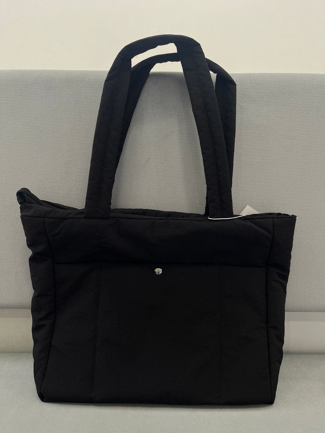 Puffy Button Tote Bag M28 - Black