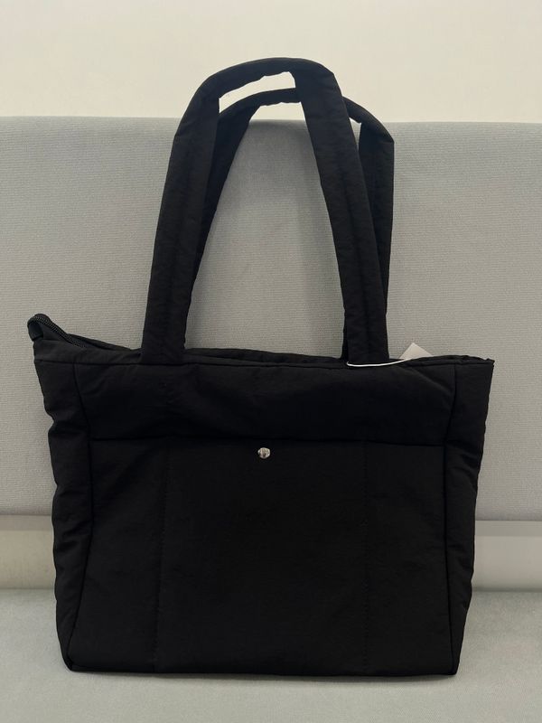 Puffy Button Tote Bag M28 - Black