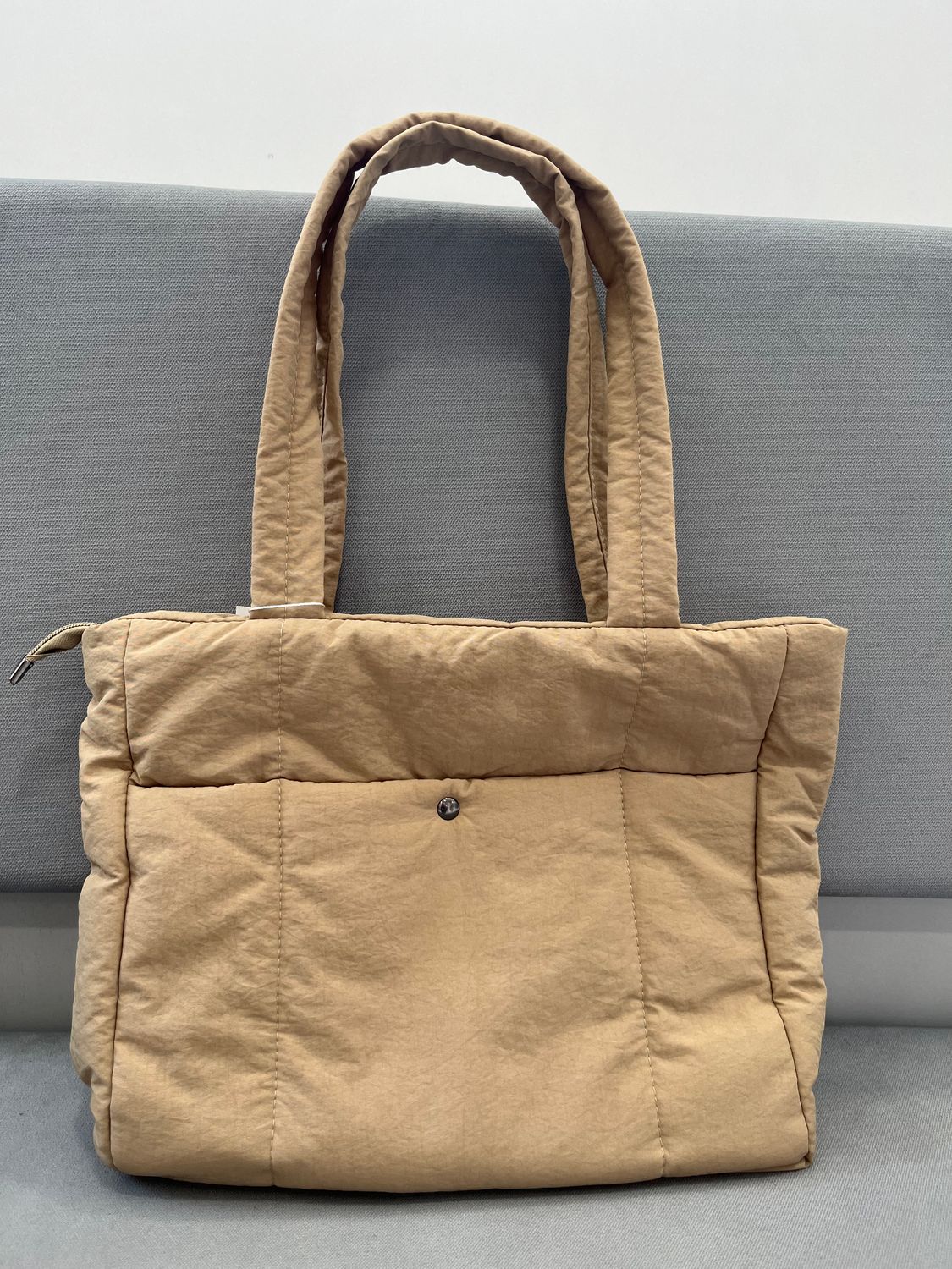 Puffy Button Tote Bag M28 - Khaki
