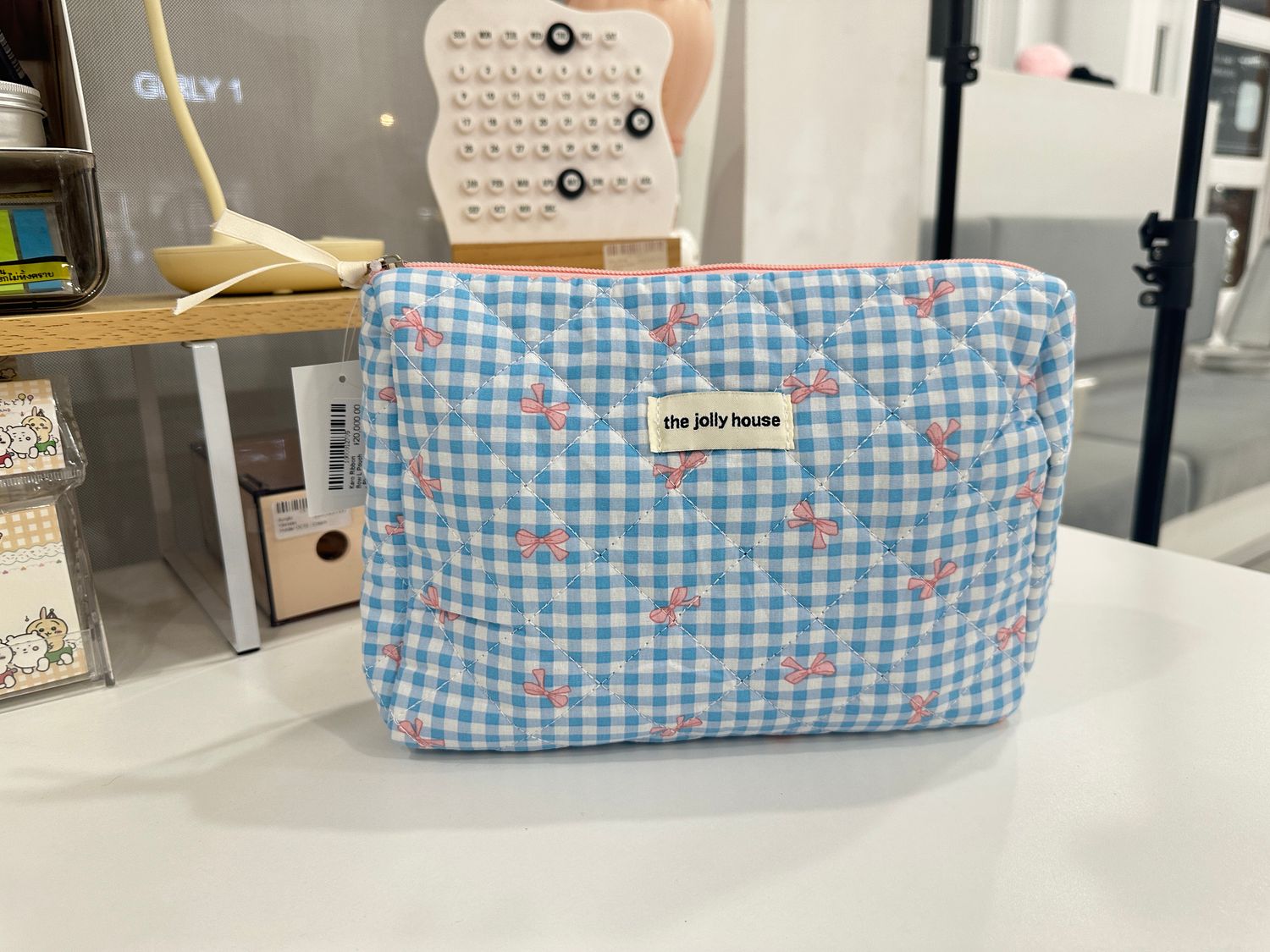 Karo Ribbon Bow L Pouch - Blue