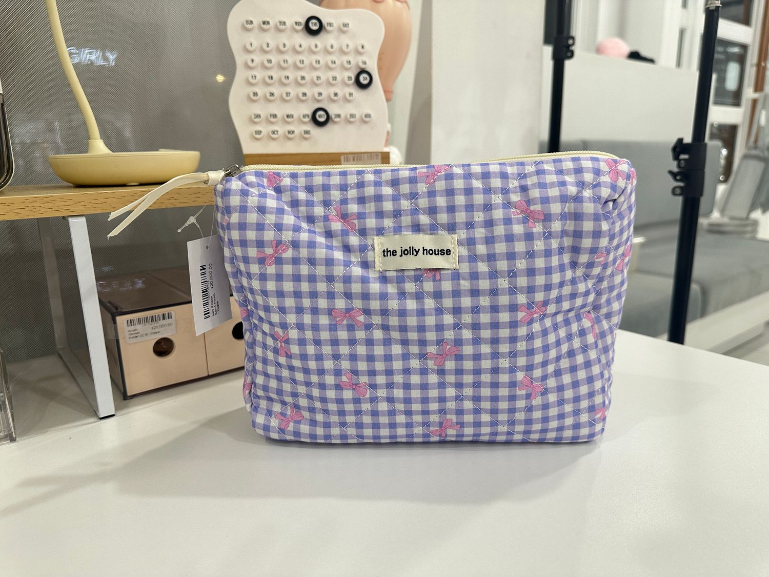 karo Ribbon Bow L Pouch - Purple