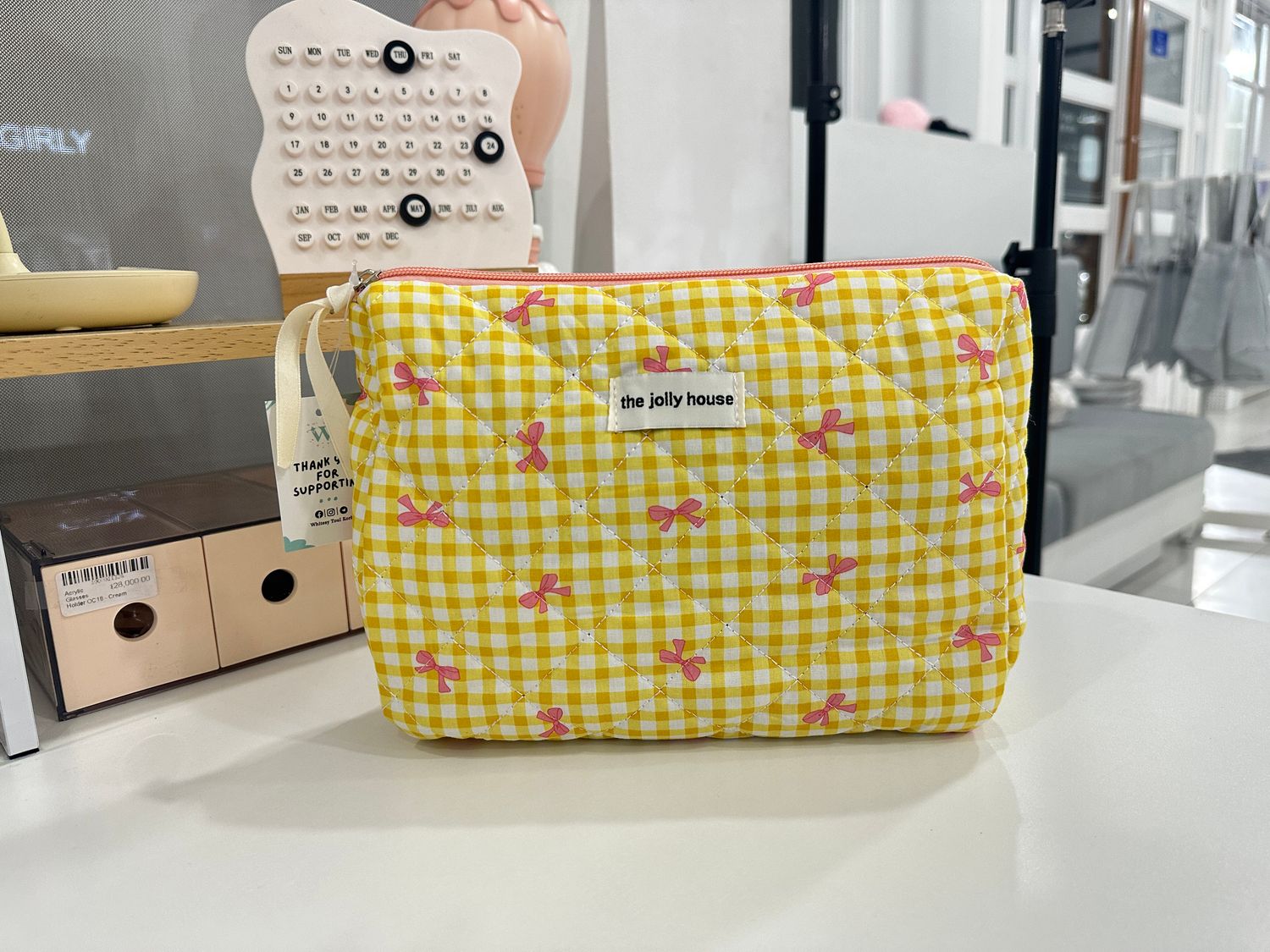 karo Ribbon Bow L Pouch - Yellow
