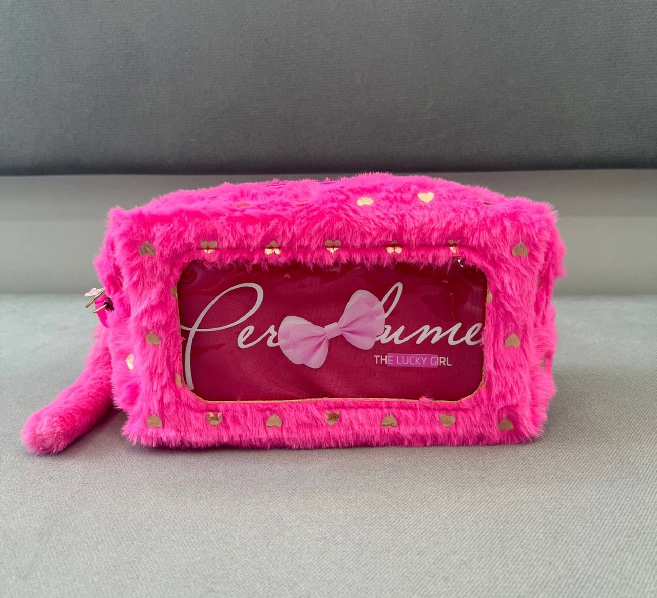 Puffy Heart Medium Pouch - D.Pink