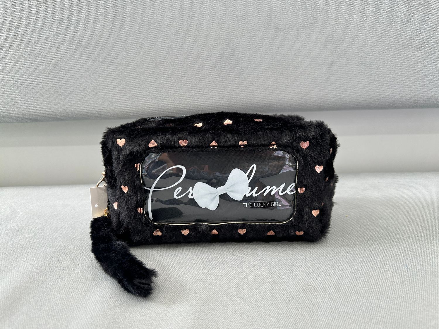 Puffy Heart Medium Pouch - Black