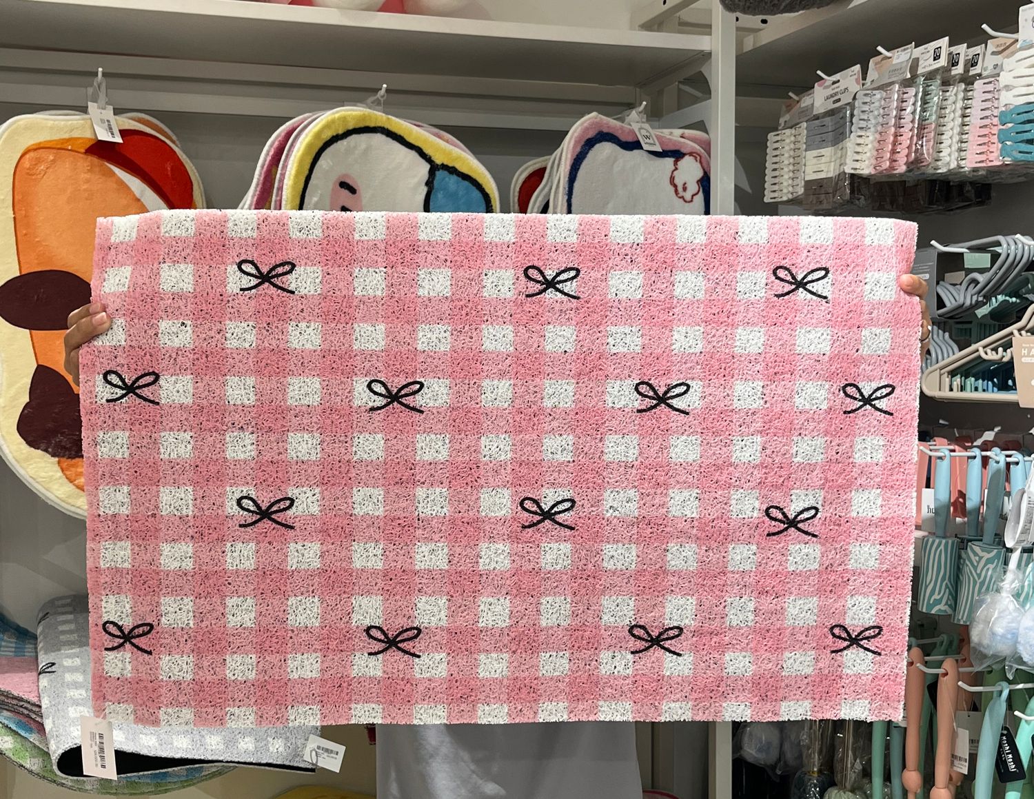 Ribbon Karo 50x80cm Doormat - Pink