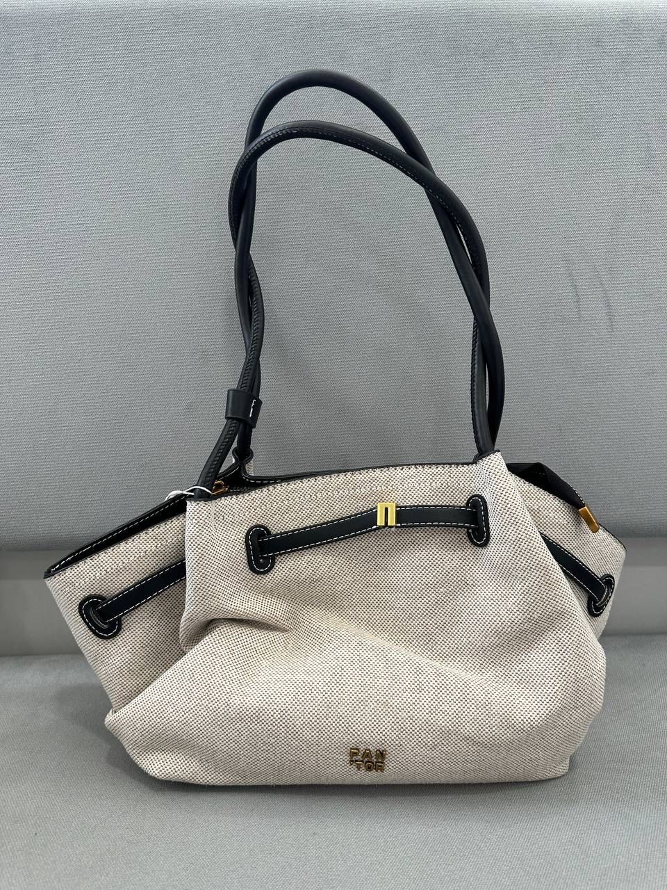 Leather Knitting Shoulder bag AU3 - Black Straped