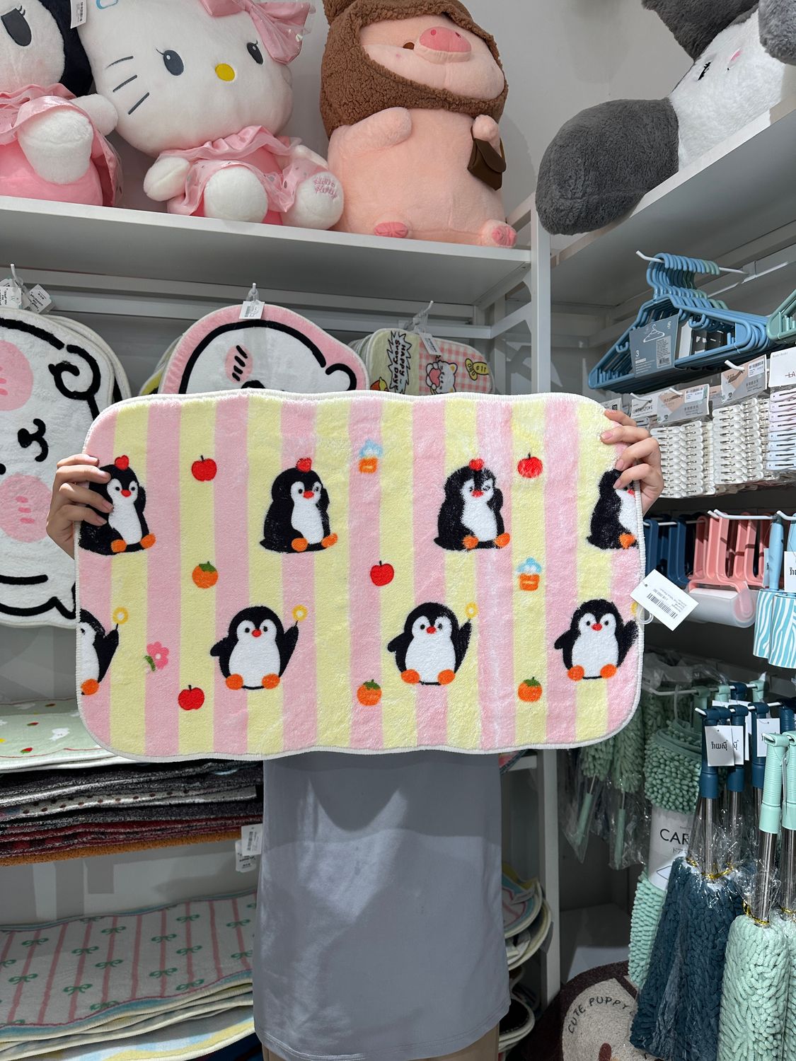Rectangle Doormat Striped Pink Yellow Penquin 40x60cm