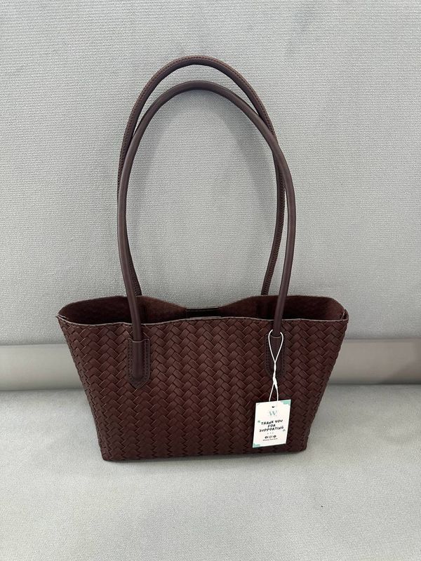 Braided Pattern Mini Tote Bag AU3 - Brown