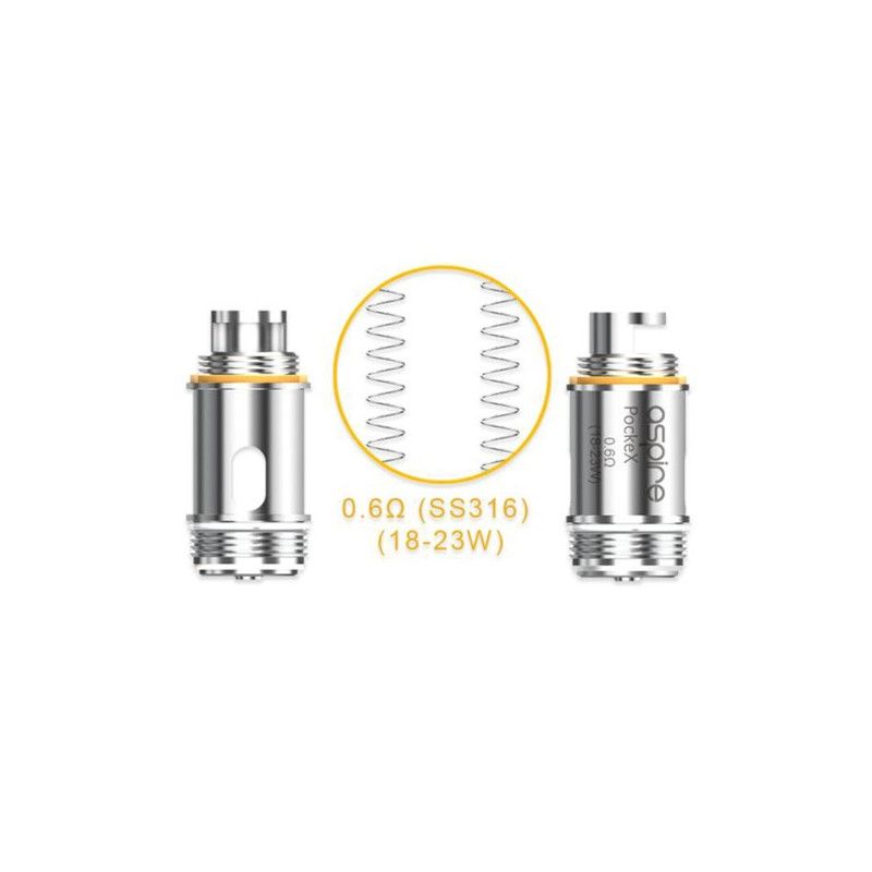 Résistances PockeX  1.2 ohm 8-12w - Aspire (pack de 5)