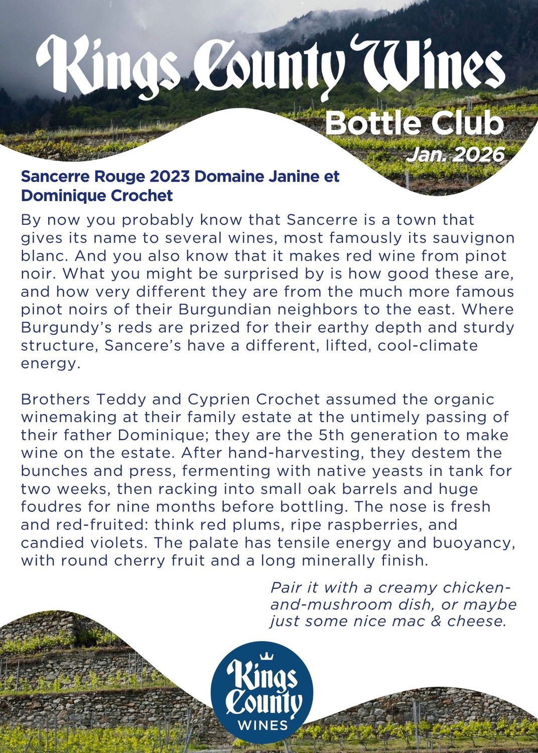 Sancerre Rouge 2023 Domaine Janine et Dominique Crochet