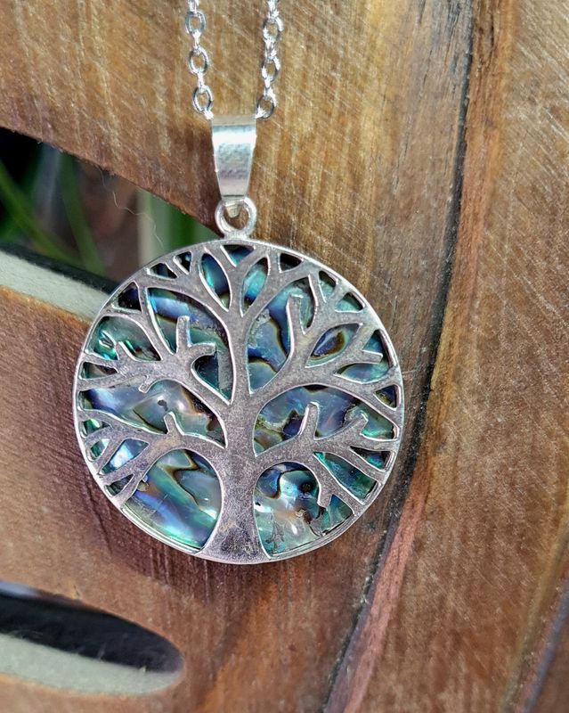 Collier Pendentif Arbre En Argent Sterling Avec Incrustations De Pierres Bleues - Occasion