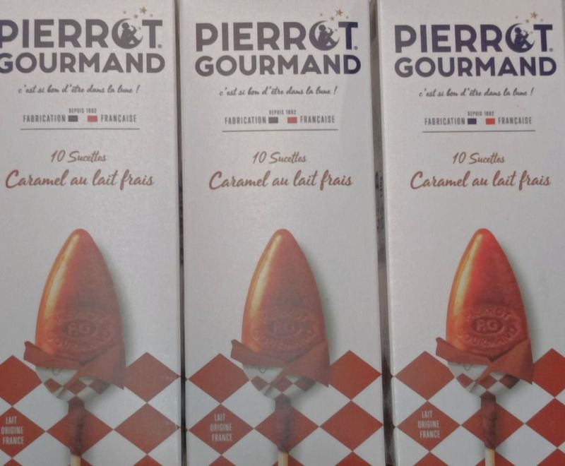 Sucettes Pierrot Gourmand – Étui de 10 (Cacao & Lait ou Fruits)