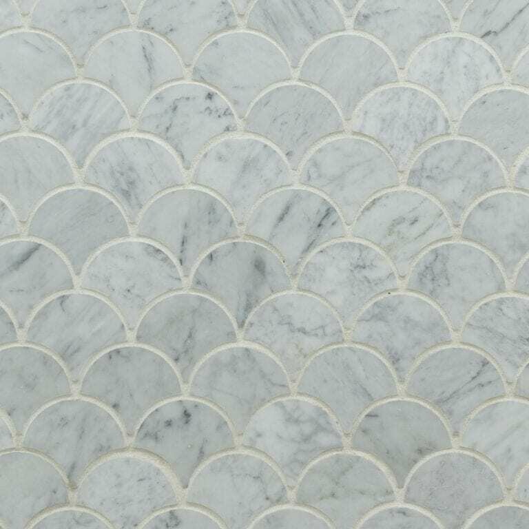 Carrara Marble Honed Fish Scale Mosaics