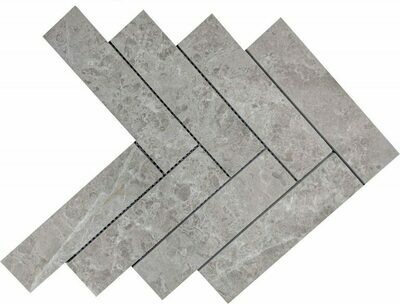 Tundra Grey Honed Marble Herringbone Mosaics