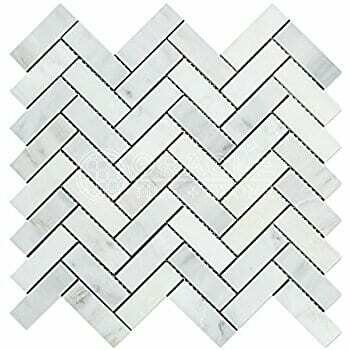 Carrara Marble Honed Herringbone Mosaics