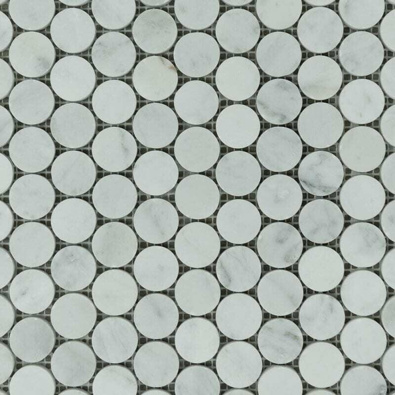 Carrara Marble Honed Penny Round Mosaics