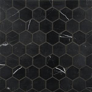 Nero Marquina Honed Marble Hexagon Mosaics