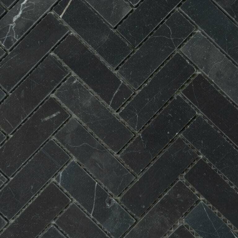 Nero Marquina Honed Marble Herringbone Mosaics