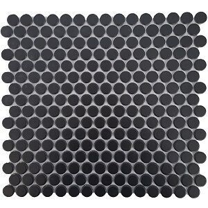 Black Matt Penny Round Mosaics