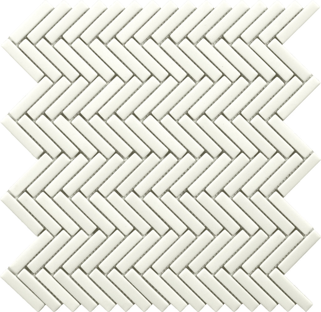 Sticks White Herringbone Glass Mosaics