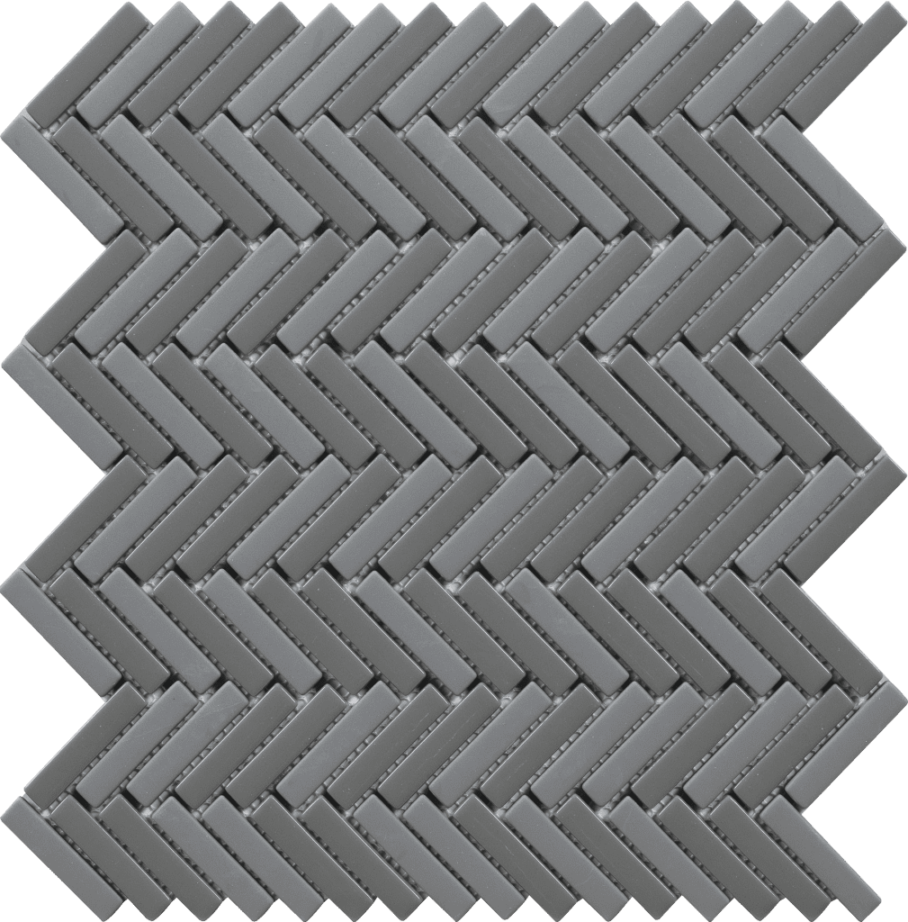 Sticks Grey Herringbone Glass Mosaics