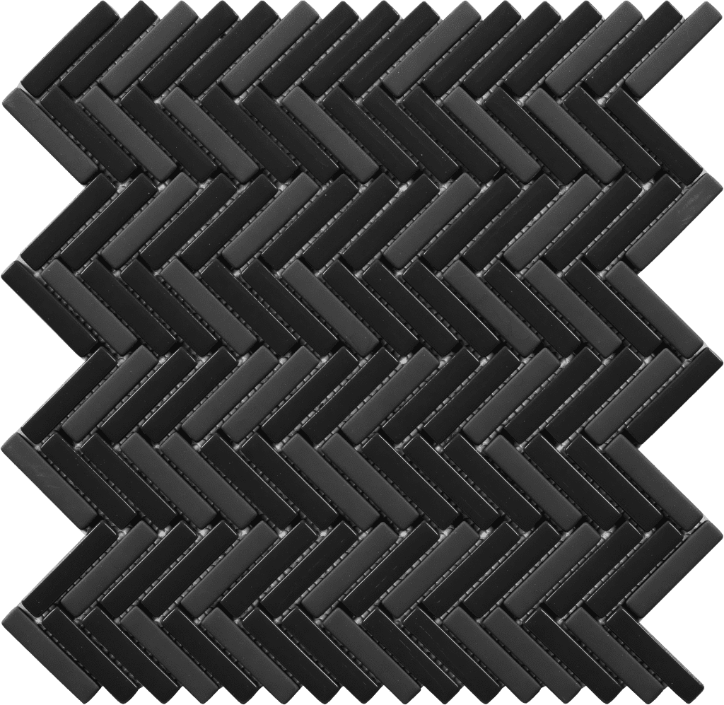 Sticks Black Herringbone Glass Mosaics