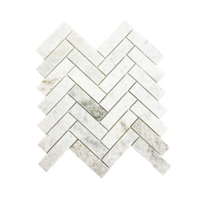 Ming Green Honed Marble Herringbone Mosaics
