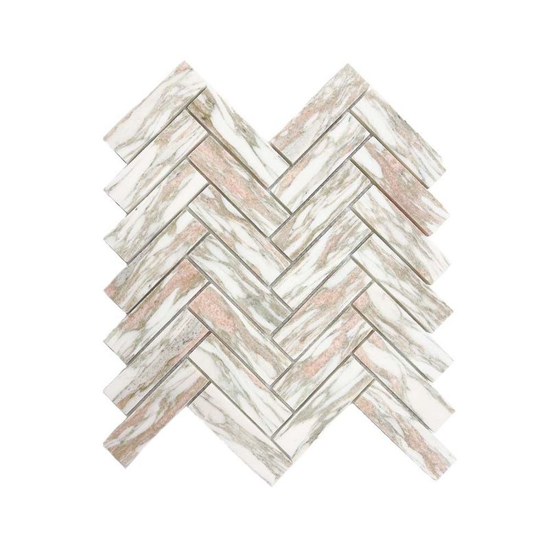 Rosa Portagallo Honed Marble Herringbone Mosaics