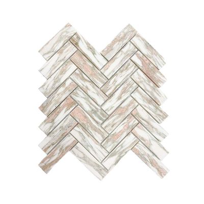 Rosa Portagallo Honed Marble Herringbone Mosaics