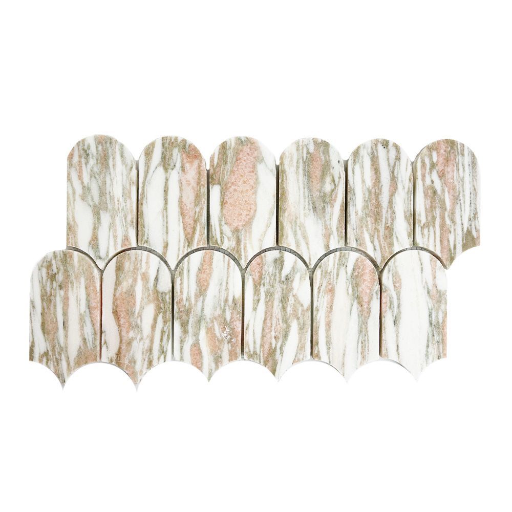Rosa Portagallo Honed Marble Fishscale Mosaics