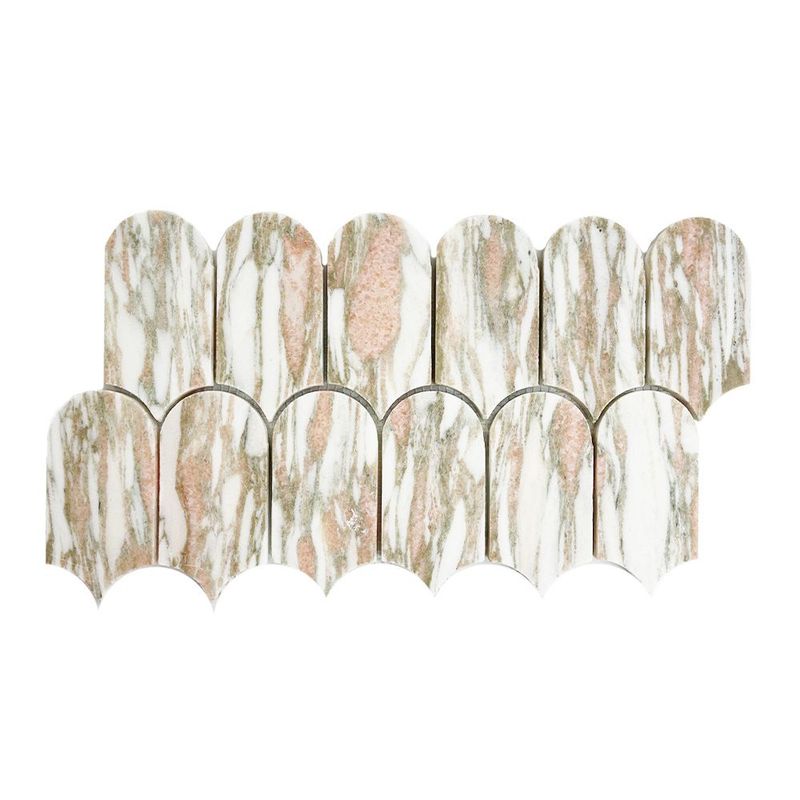 Rosa Portagallo Honed Marble Fishscale Mosaics