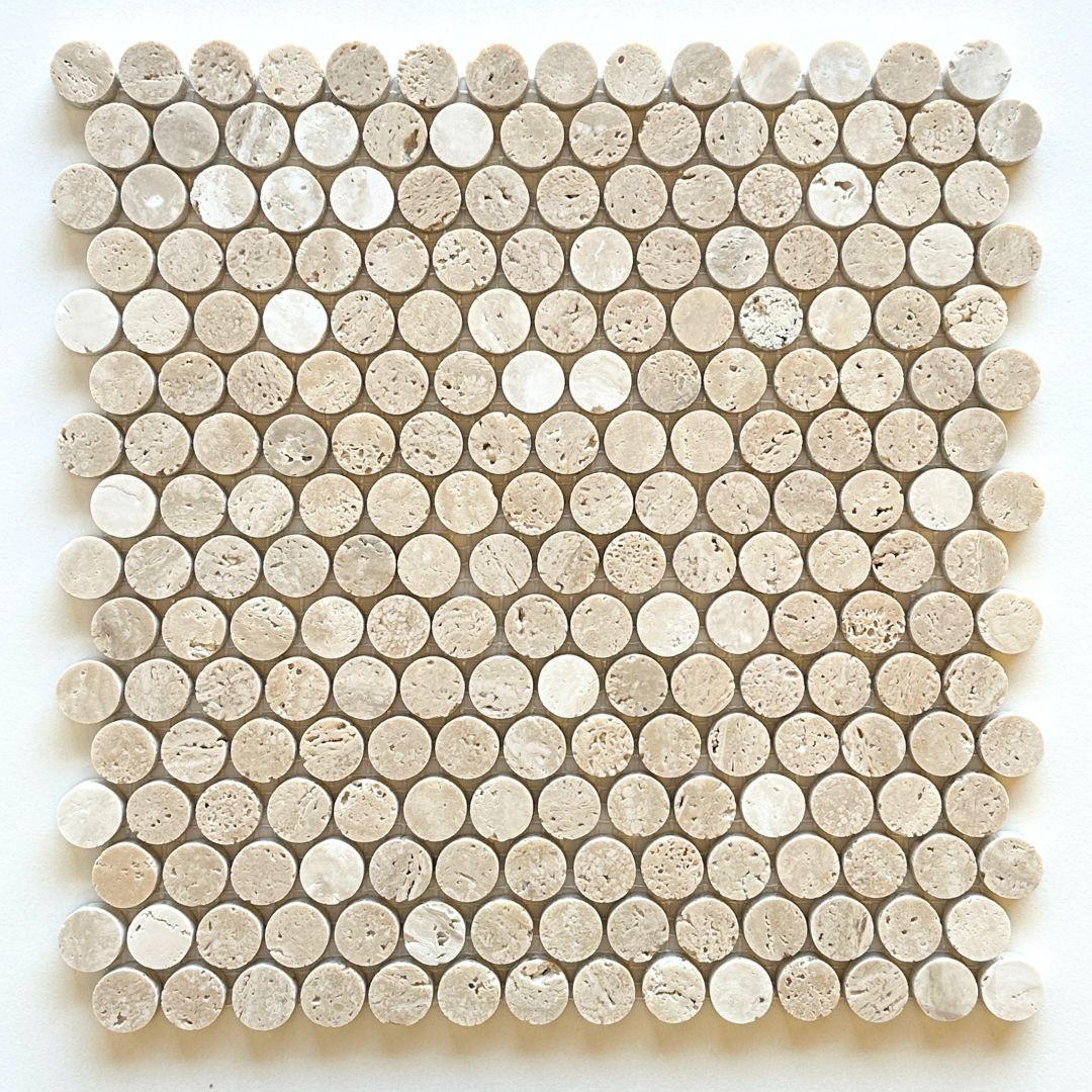 Eon Penny Round Classic Travertine Mosaics