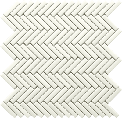 Sticks White Herringbone Glass Mosaics