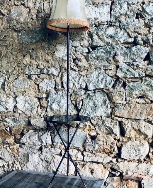 Unieke jaren 60 vintage bijzettafel met lamp