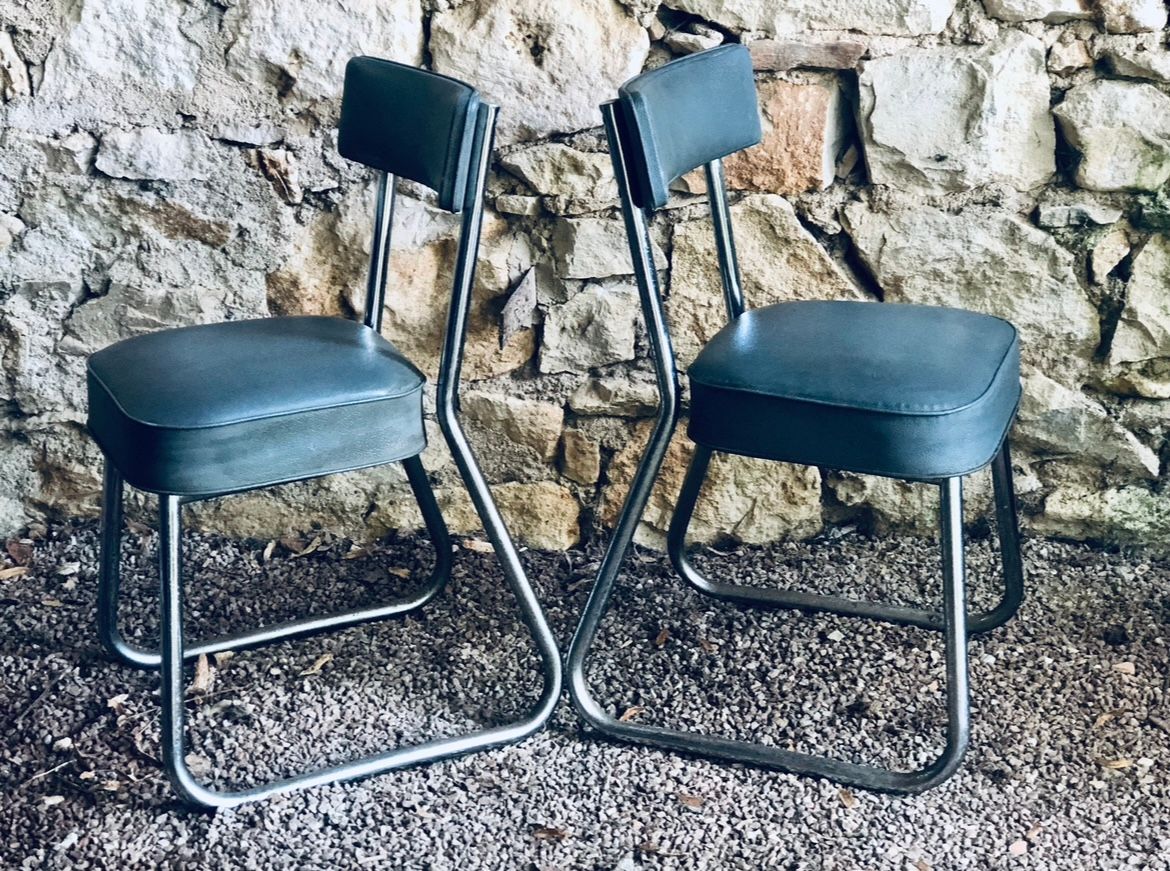 Vintage buisframe jaren 50 Bauhaus stijl stoel