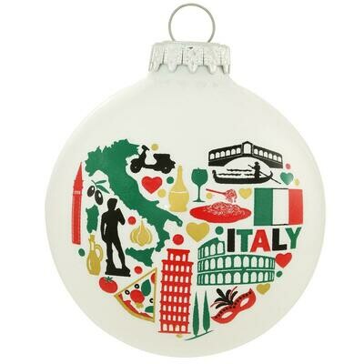 Italy Heart Glass Ornament