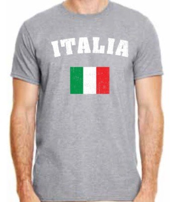 Rubino's Italia with Flag Shirt - Grey
