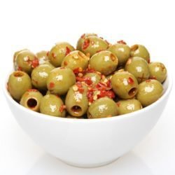 Hot Garlic Pitted Green Olives - 1/2Lb