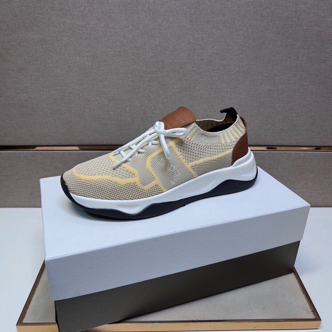 Berluti Shadow Knit and Leather Sneakers