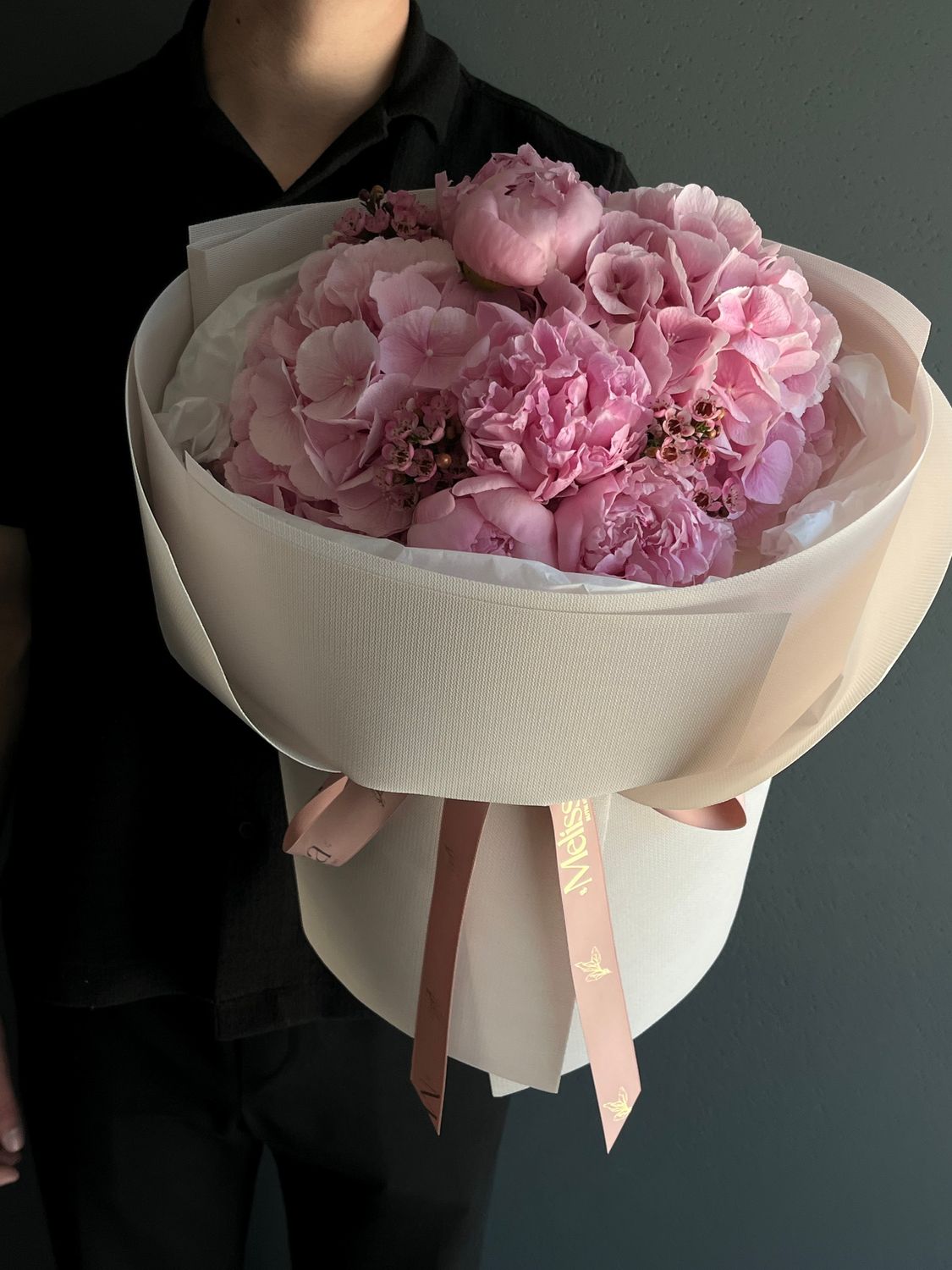 Bouquet pink peonies and pink hydrangeas "Lili"