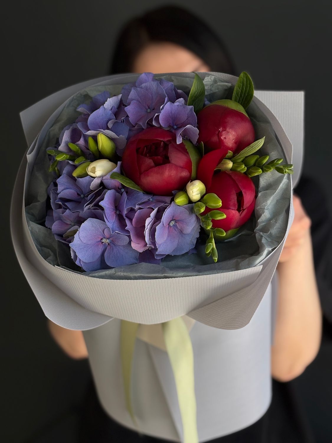 Bouquet of peonies, hydrangeas, and freesias «Gabriella»