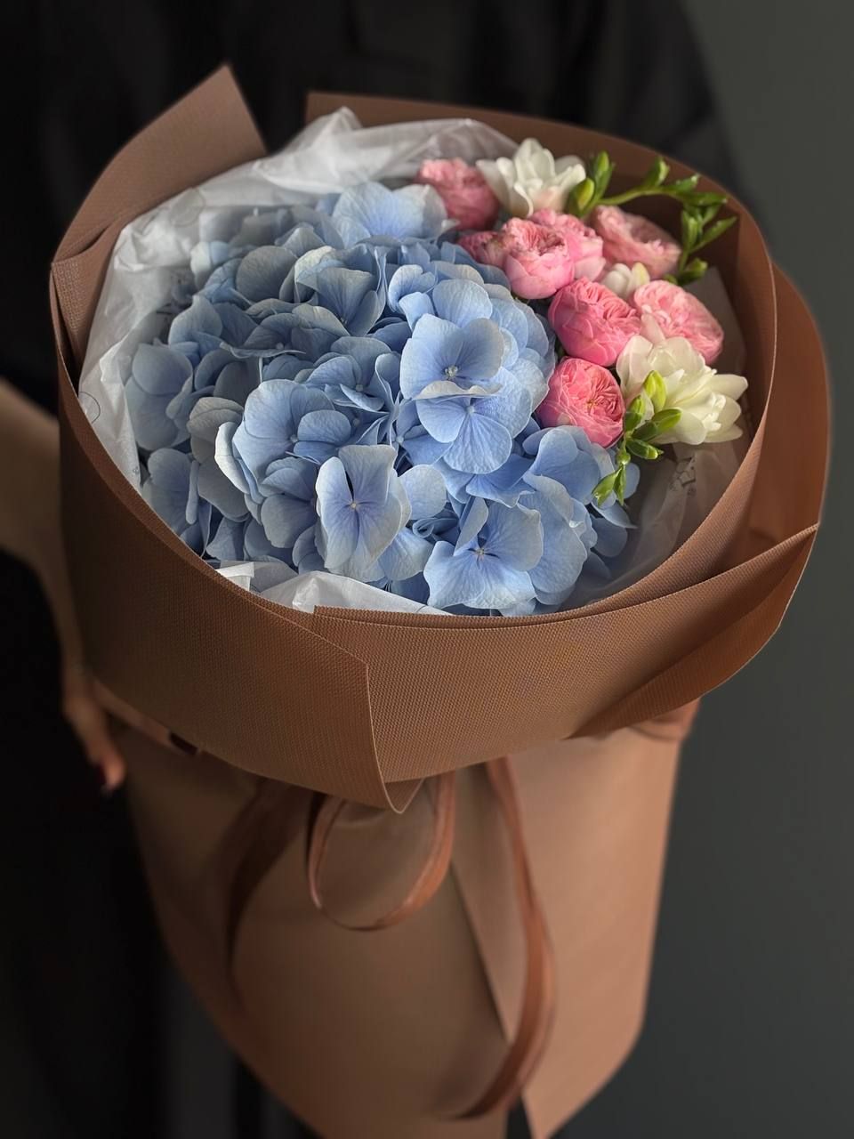Bouquet of hydrangea, spray rose and freesia «Mira»
