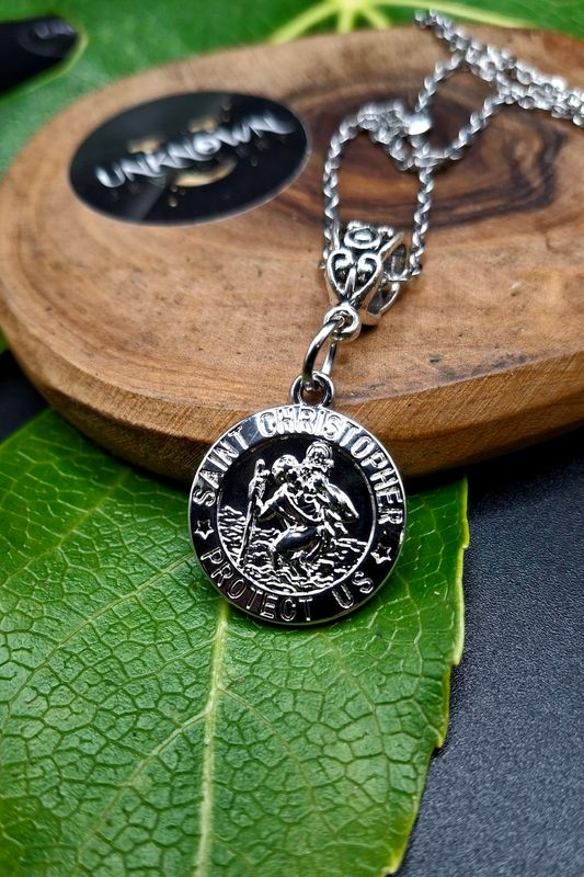 St Christopher silver pendant necklace